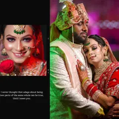 A collage showing the intimate connection between the bride and groom. These candid shots capture the tender moments and emotions that make a wedding day so special.