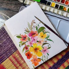 A vibrant floral bouquet inspired by the whimsical style of Studio Ghibli films. I used a bright and cheerful palette to create this piece, which feels like a little burst of happiness.