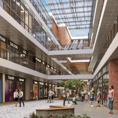 The central street at V'lante in Gurugram is designed as a community hub. This space incorporates vibrant social pockets, seating areas, and landscaping to promote interaction and transform the retail center into an immersive urban experience.