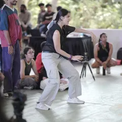 A dancer caught in the moment during a battle at Spectra. The cypher is where you see true passion and individual style shine through.