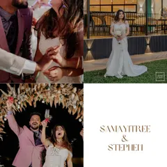 A collage of joyful moments from a Goa engagement, including cake cutting, champagne toasts, and a beautiful bridal portrait.