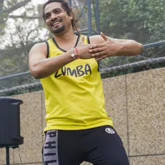 Me leading an outdoor Zumba session. It's all about fitness, fun, and feeling the rhythm, whether we are in the studio or outside.