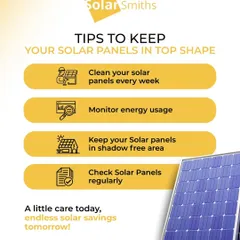 To keep your solar panels in top shape, I recommend a simple care routine. This includes weekly cleaning, monitoring energy usage, keeping the panels clear of shadows, and performing regular checks.
