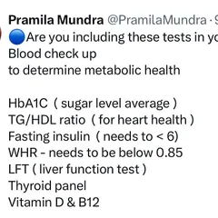 Your blood markers tell a story about what's happening inside your body. I recommend including these key tests like HbA1c, fasting insulin, and a lipid panel in your regular check-ups to monitor your metabolic health.