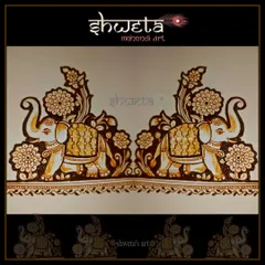 This is a design element I created for a bridal arm band. It features two decorated elephants, sketched out and ready to be incorporated into a larger, traditional mehendi piece.