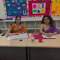 At the judges' table during the inter-school competition. It was an inspiring day listening to and evaluating the wonderful performances by students from various schools.