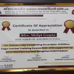 I am honored to receive this Certificate of Appreciation for successfully conducting the teacher training project supported by the Akhil Bhartiya Agrawal Sangthan. This recognition fuels my mission.