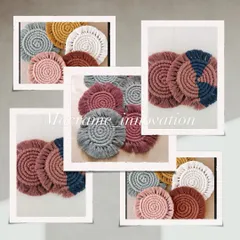 A collage of my handmade macrame coasters. These are great for gifting during the festive season or for adding a touch of boho decor to your own home.