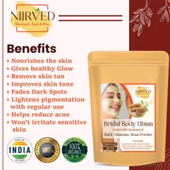 My Bridal Ubtan is now available on Amazon! It's made with a magical blend of ingredients like Chandan, Amba Haldi, and Almond for glowing skin.