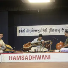 On stage at Hamsadhwani, Chennai, with Vijay Natesan anna on mridangam and Trichy Krishnaswami anna on ghatam. Sharing the stage with friends and seniors is always a joy.