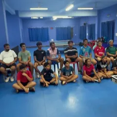 A closer view of our players during the sports psychology session. We create an environment where athletes can learn about the mental aspects of competition in a group setting.