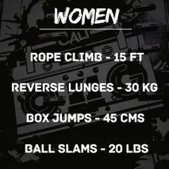 Competition alert for the women's category of The OG 300. The challenge includes a 15ft rope climb, 30kg reverse lunges, and 45cm box jumps. Would you dare to sign up?