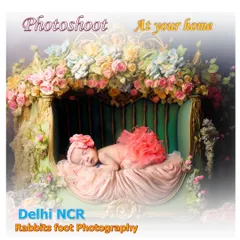 This is another example of an elaborate digital setup I created for a newborn. The baby is sleeping in a beautiful floral bassinet, a theme that can be applied to your photos.