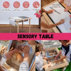 The Ariro Sensory Table is a versatile learning tool for toddlers. With removable bins for sand or water and a paper roll for drawing, it's a contained space for messy, creative, and sensory play.