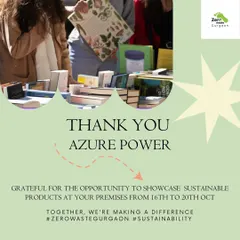 A big thank you to Azure Power for hosting our sustainable products showcase. We collaborated with several eco-conscious brands to spread awareness and make sustainable products more accessible.