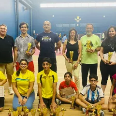 A group photo celebrating the winners of the FOZAWAC all-parsee badminton tournament at Bombay Gymkhana. It’s always rewarding to see our players’ hard work translate into such comprehensive success.