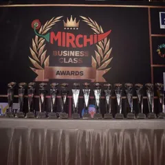 The collection of Mirchi Business Awards on display. This recognition from a respected organization like Radio Mirchi motivates me and my team to continue our dedicated 'ahara seva'.