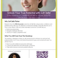 Research shows that 85% of success comes from soft skills. In this workshop, I equip you with practical tools to unlock your true potential, helping you build stronger relationships, navigate challenges, and stand out in a competitive world.