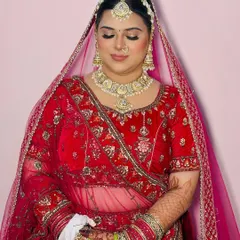 A close-up of the bridal makeup, showing the smooth base and softly defined eyes. My goal is always to enhance natural beauty, not mask it, ensuring the bride feels like the best version of herself.