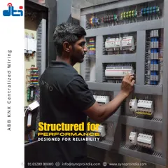 We believe a reliable smart home starts with a flawless backend. Here, one of our engineers is performing structured ABB KNX centralized wiring on a distribution board, ensuring every connection is precise, organized, and built for long-term performance.