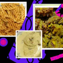 More delicious food from my client diaries. This collage includes healthy pasta, a flavorful vegetable dish, and a traditional sweet, showing how you can enjoy variety while still eating for your health goals.