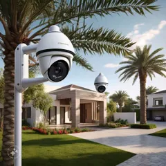Our installations combine high performance with superior aesthetics. Here, we have installed discreet yet powerful pan-tilt-zoom (PTZ) surveillance cameras at a luxury villa, providing complete property coverage without compromising the architectural design.
