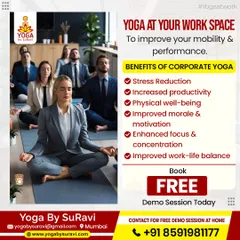 Our corporate yoga programs deliver tangible benefits, from stress reduction and increased productivity to improved physical well-being and work-life balance. We offer a free demo session for your team to experience the change.