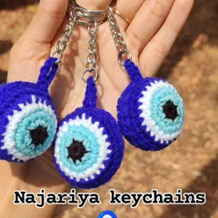 My "Najariya" evil eye keychains, designed to bring good luck and ward off bad vibes. These are perfect for bulk orders or as small, thoughtful gifts.