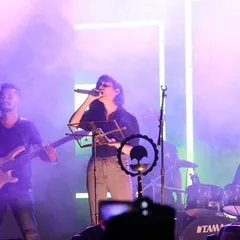 On stage with my amazing band. The energy you feel with a full band, the lights, the sound, it's electric. We love bringing this big sound to concerts and large events.