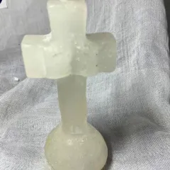 This handmade cross candle is a simple symbol of faith and hope. I pour it with clear intentions of peace and light for your sacred space or prayer corner.