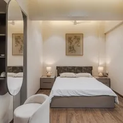 Our modular beds are designed for both style and function. This bed features a sleek leather back headboard and integrated side tables, offering a complete solution that is both innovative and elegant.