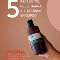Here are 5 reasons you need my All Nourish Shampoo. It nourishes naturally, gives you stronger and shinier hair, combats hair loss, protects from dandruff, and keeps your hair follicles clean without any harsh chemicals.