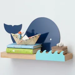 This whale-themed wall shelf is a great way to add a touch of ocean adventure to a nursery or playroom. I crafted it from solid wood with a smooth finish, making it a durable and whimsical spot for displaying small toys, books, or keepsakes.