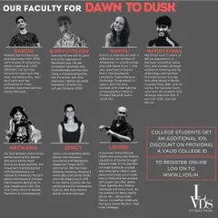Meet the incredible faculty for our 'Dawn to Dusk' intensive. We bring together a team of renowned artists and instructors, each a specialist in their field, to give you the best training experience.