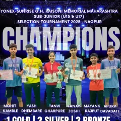 Our sub-junior squad after a successful campaign at the Maharashtra Selection Tournament in Nagpur, returning with 7 medals, including a gold for Tanvi Gharpure in Mixed Doubles.