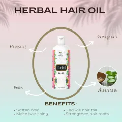 My Herbal Hair Oil is packed with the goodness of nature. I use powerful ingredients like Hibiscus, Onion, Fenugreek, and Aloe Vera to reduce hair fall, soften hair, and make it shiny from the roots.