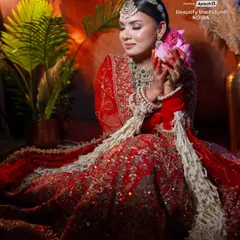 Every detail matters in bridal makeup. Here, the focus is on the soft, romantic elements of the look, from the fresh flowers in the hair to the subtle glow on the skin, creating a picture-perfect bride.