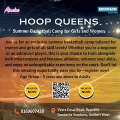 Announcing our "Hoop Queens" summer basketball camp for girls and women. This is an exclusive opportunity to train, enhance your skills, and enjoy an unforgettable experience on the court.