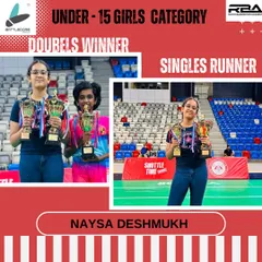 This is what we strive for. I'm incredibly proud of Naysa's performance at the National Level Badminton Tournament in Bahrain, winning the Under-15 Girls' Doubles and securing Runner-Up in Singles.