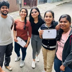 Smiles of success. This group of friends completed the training together and are now certified riders, ready to trade the pillion seat for their own handlebars.
