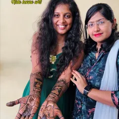 With my beautiful bride, Sai. It was an honor to create her full bridal mehandi and see her so happy with the result.