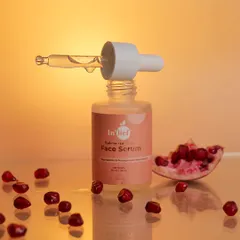 I created this warm, inviting shot for an In'lief face serum, using pomegranate seeds to signal the product's natural ingredients. The glowing background and reflection highlight the serum's hydrating qualities, making it perfect for beauty and skincare marketing.