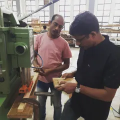 Here, students use a combination of a mortising machine and hand tools to create a mortise joint. This hybrid approach teaches resourcefulness and how to get the best results with the tools available.