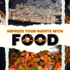Impress your guests with delicious food. This collage shows our sizzling chicken malai tikka and flavorful paneer tikka, two dishes that make any event a culinary masterpiece.