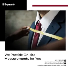 We bring the bespoke experience to you with our on-site measurement service. Our expert tailors ensure a flawless fit by taking precise measurements at your convenience, forming the foundation of every perfectly crafted garment.