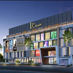 A render of the LP Walk Mall in Nagaon, Assam. This G+5 commercial building is designed as a contemporary retail destination, with a facade that accommodates large-scale branding for cinemas and major stores.