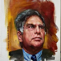 An oil portrait demonstration of the legendary industrialist and philanthropist, Sir Ratan Tata. This was my small effort to pay tribute to his remarkable legacy and vision.