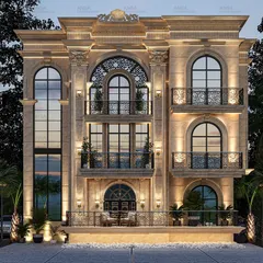 I love the timeless grandeur of neoclassical architecture. Here, the intricate metalwork on the arched windows and balconies adds a layer of artistry to the strong, symmetrical facade, creating a home that feels both historic and magnificent.