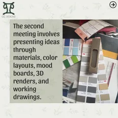 In our second meeting, I bring the ideas to life. I present concepts using material samples, color palettes, mood boards, and even 3D renders so you can clearly visualize the final outcome.