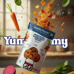 See the goodness of real vegetables burst out of the pack. Our Mix Veg Chips are made with real carrots, spinach, and beetroot, vacuum fried with 75% less oil to give you a crunchy, guilt free snack that's full of flavor.